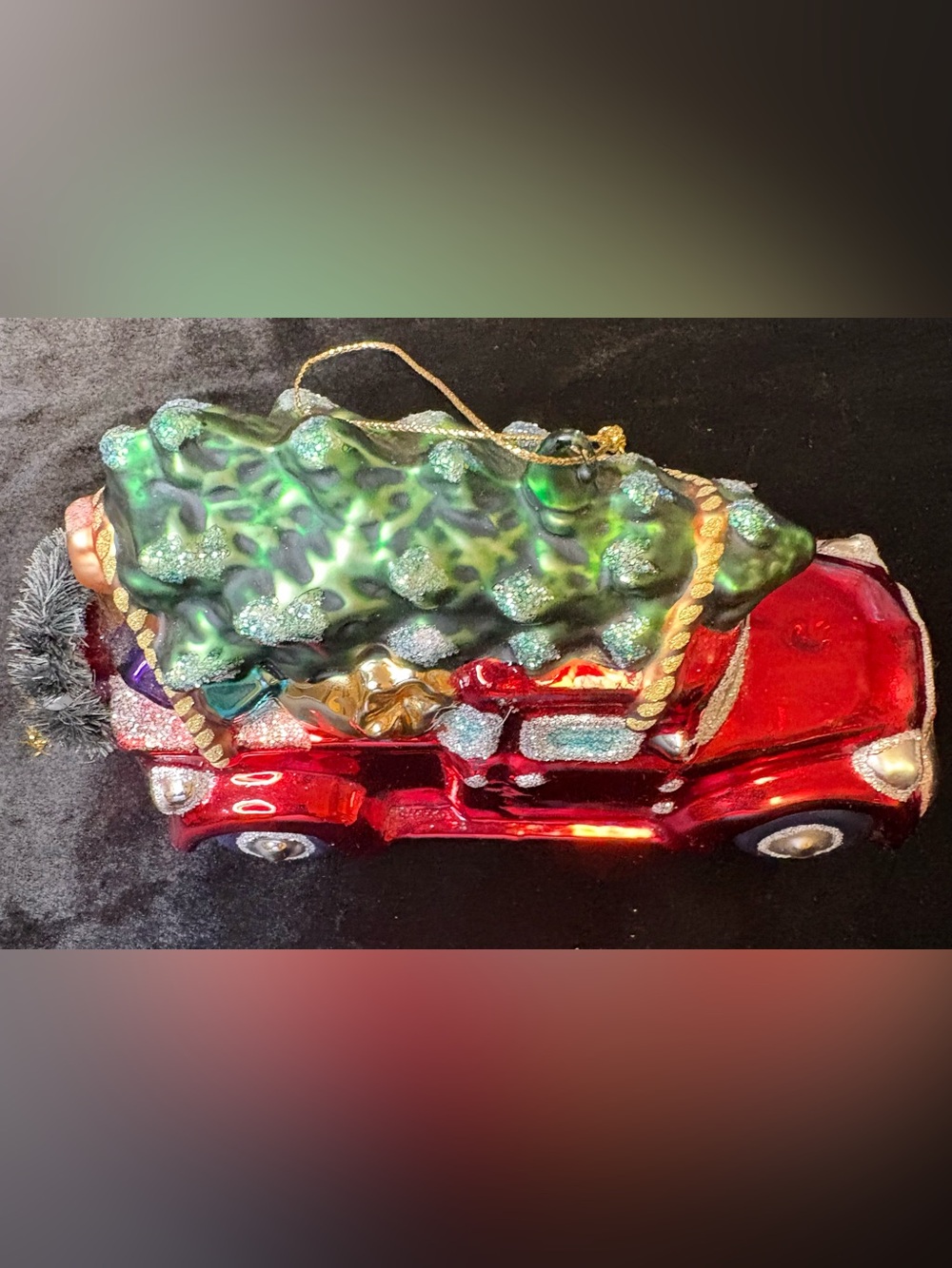 Vintage Christmas Delivery Truck Glass Ornament - Picture 2 of 10